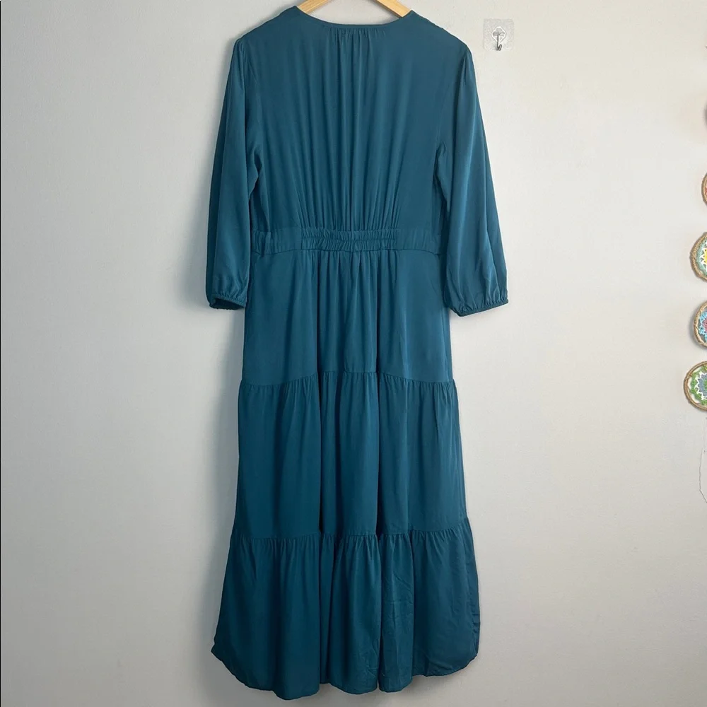 NEW Baltic Born Phillips Maxi Dress Persian Blue Medium Lined Tiered 3/4 Sleeves - Picture 10 of 16